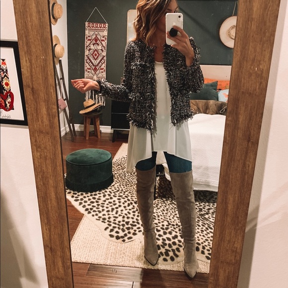Jackets & Blazers - Cropped tweed look jacket